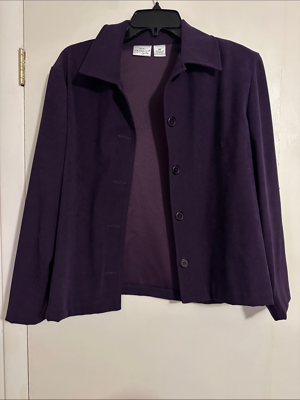 Kim Rogers Deep Purple Button-Front Blazer Jacket